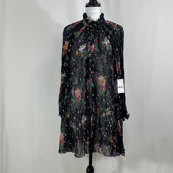 Amur Yael Sheer Pleated A-Line Dress size 6 - Picture 6 of 13